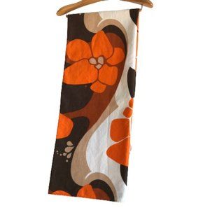 Vintage Orange Brown Floral Psychedelic Tablecloth